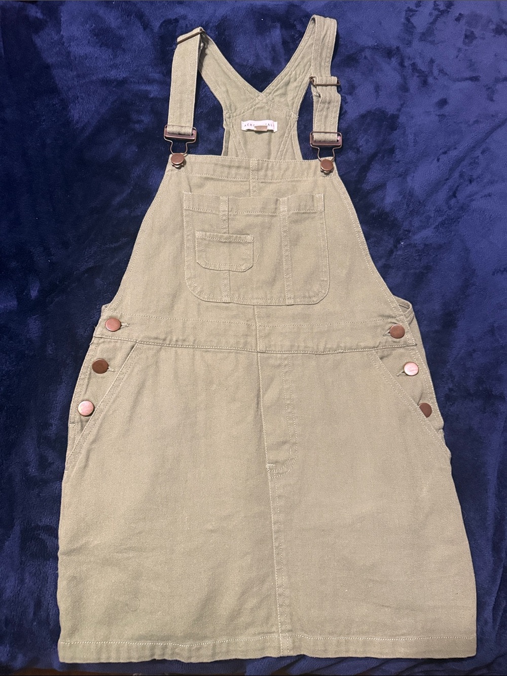 Aeropostale Women's Denim Size S Overall Mini Skirt Olive Green